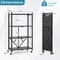 4-Tier Black Fold-able Storage Shelf Collapsible Storage Rack with Lockable Wheels
